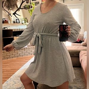 Final Touch Gray Bell Sleeved Sweater dress. Size Small
